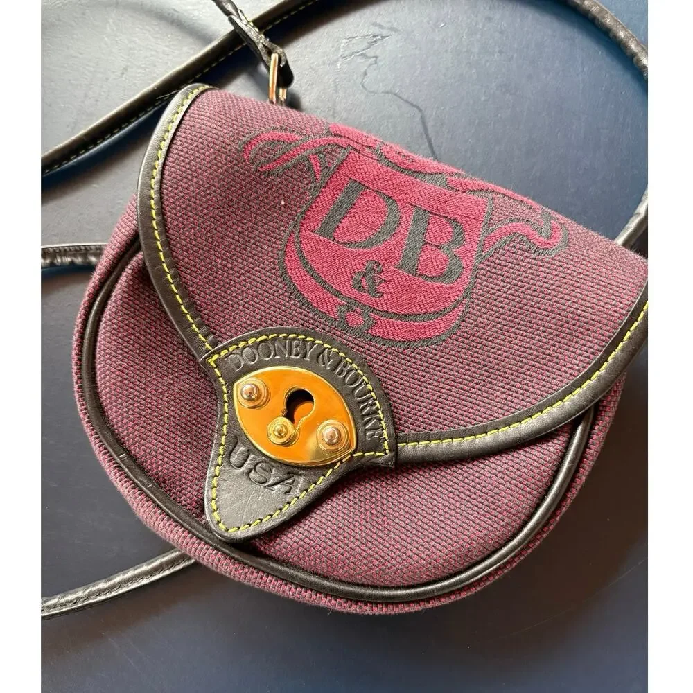 Vintage Rare Purple Dooney & Bourke Mini Cavalry Crossbody Punk Goth Bag
